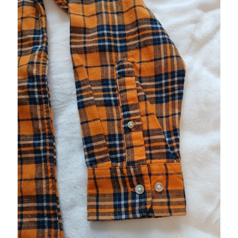 Mutual Weave Men's Orange Plaid Flannel LS Shirt Size M - Picture 3 of 7